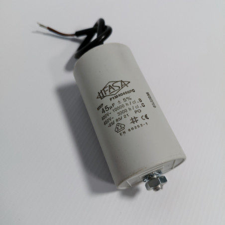 Condensateur permanent 45µf sortie câble souple tension 450V Maximum
