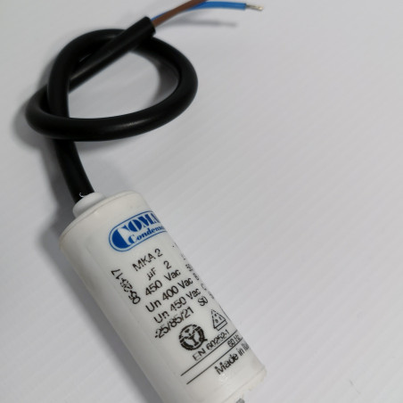 Condensateur permanent 2µf sortie câble souple tension 450V Maximum